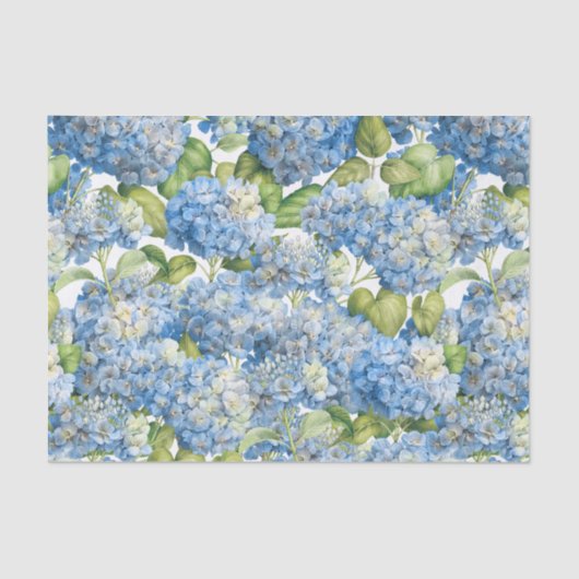 Hydrangea Floral Classic Blue Pattern Tissuepapier (Voorkant)