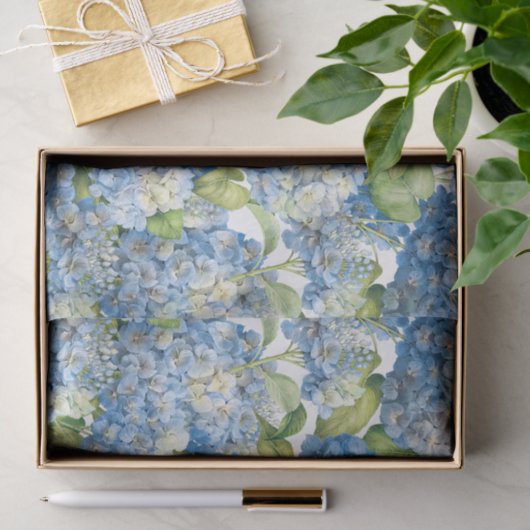 Hydrangea Floral Classic Blue Pattern Tissuepapier (Geschenk)