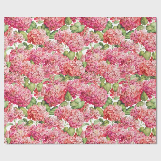 Hydrangea Floral Coral Pink Pattern Cadeaupapier (Vlak)