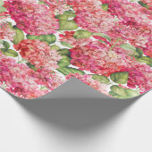 Hydrangea Floral Coral Pink Pattern Cadeaupapier (Hoek)