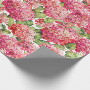 Hydrangea Floral Coral Pink Pattern Cadeaupapier