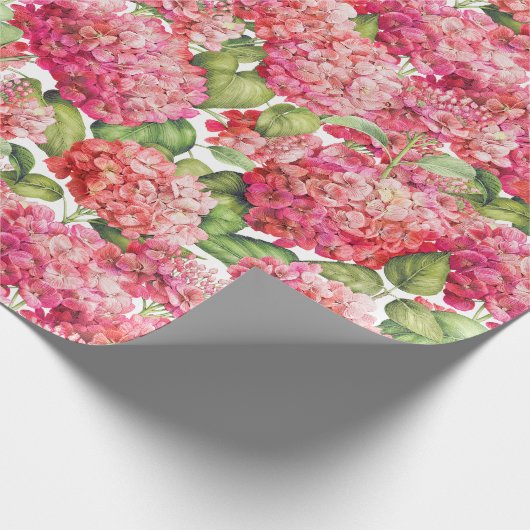 Hydrangea Floral Coral Pink Pattern Cadeaupapier (Hoek)
