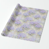 Hydrangea Floral Gift Wrap | Elegant Blue & Lilac Cadeaupapier (Uitgerold)