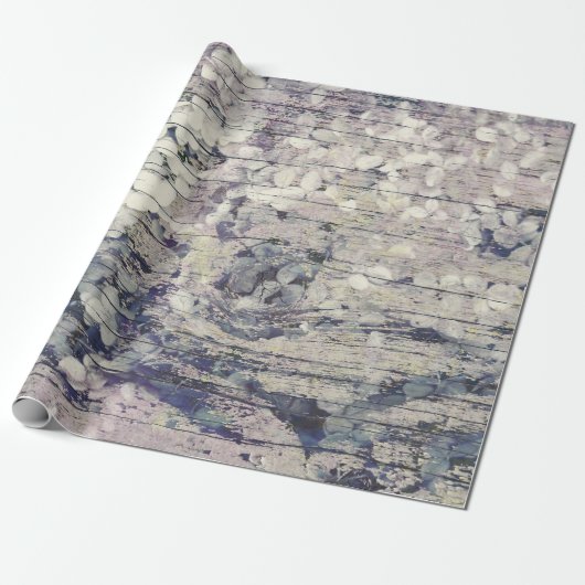 Hydrangea Floral Old Style country wood Cadeaupapier (Uitgerold)