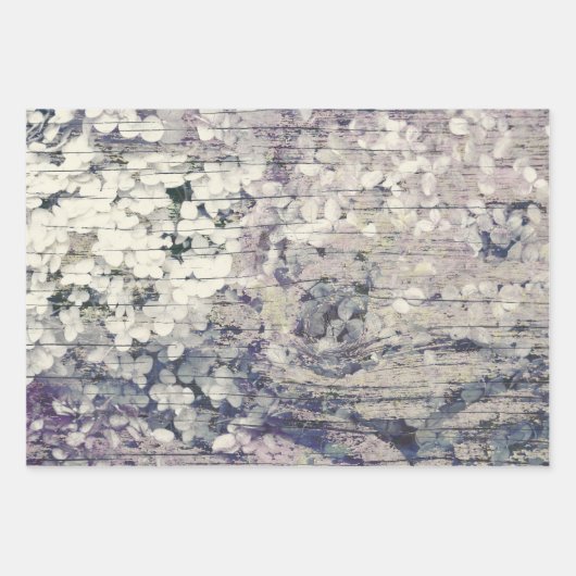 Hydrangea Floral Old Style  country wood Inpakpapier Vel (Voorkant)