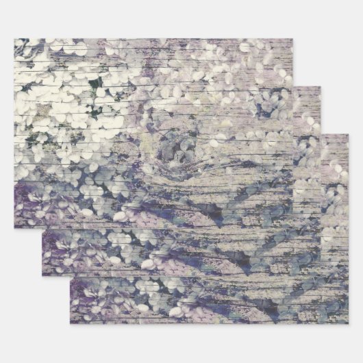 Hydrangea Floral Old Style  country wood Inpakpapier Vel (Set)