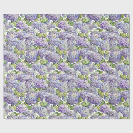 Hydrangea Floral Paars Pattern Cadeaupapier (Vlak)