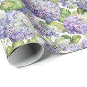 Hydrangea Floral Paars Pattern Cadeaupapier (Rol Hoek)