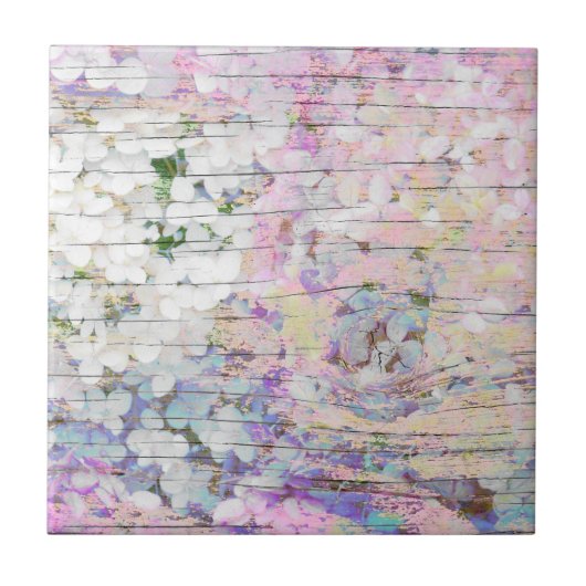 Hydrangea Floral Pink Chic Country  Tegeltje (Voorkant)