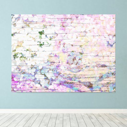Hydrangea Floral Pink Country  Hout Canvas Afdruk (Insitu (Houten vloer))