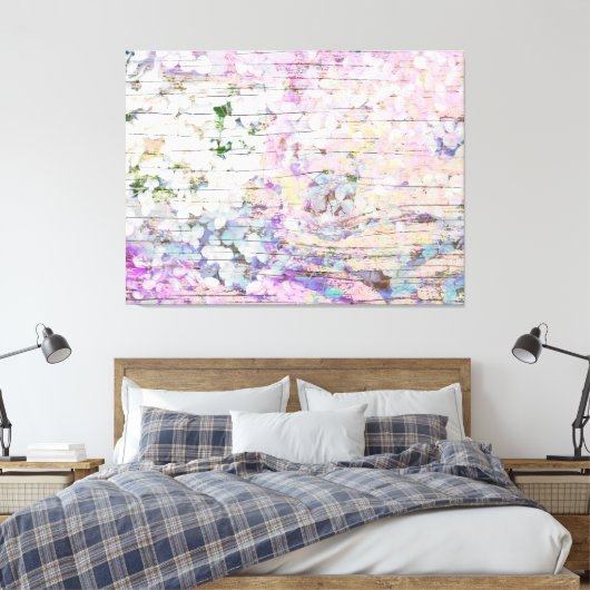Hydrangea Floral Pink Country  Hout Canvas Afdruk (Insitu (Slaapkamer))
