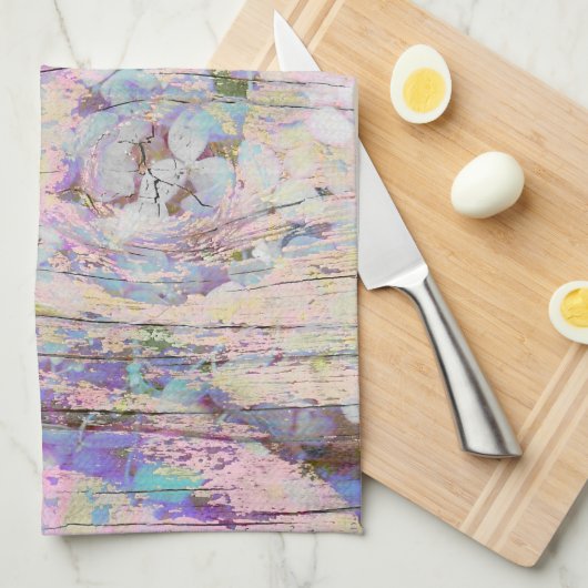 Hydrangea Floral Pink Country  Hout Theedoek (Quarter Fold)