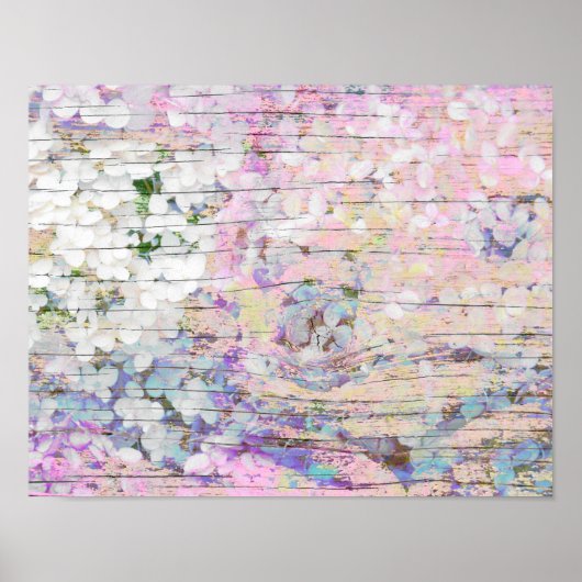 Hydrangea Floral Pink Land Rustic Poster (Voorkant)