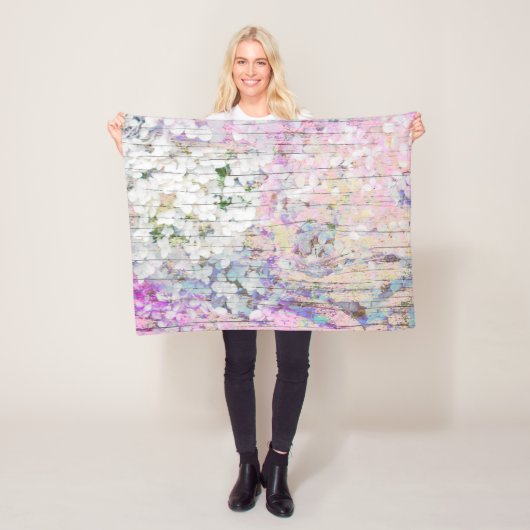 Hydrangea Floral Pink  Land Wood Fleece Deken (In situ)