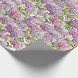 Hydrangea Floral Pink Lavender Patroon Cadeaupapier