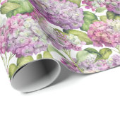 Hydrangea Floral Pink Lavender Patroon Cadeaupapier (Rol Hoek)