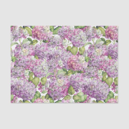 Hydrangea Floral Pink Lavender Patroon Tissuepapier (Voorkant)