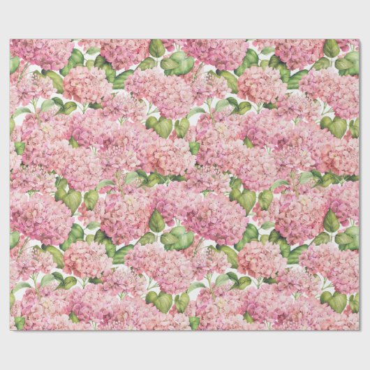 Hydrangea Floral Pink Pattern Cadeaupapier (Vlak)
