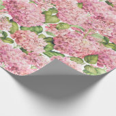 Hydrangea Floral Pink Pattern Cadeaupapier (Hoek)