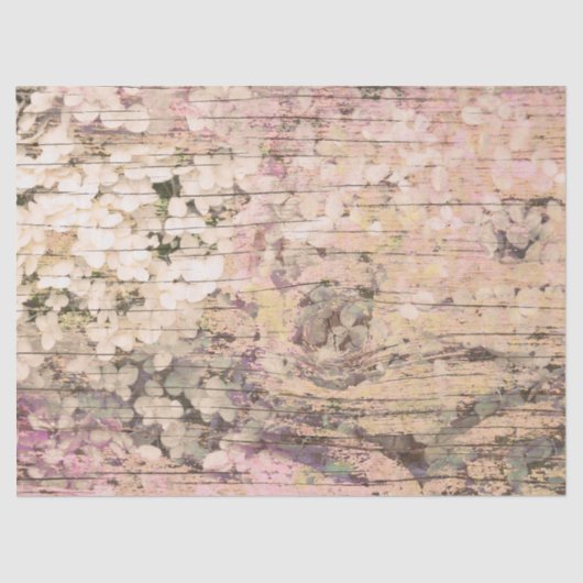 Hydrangea Floral Sepia Tan Country  hout Tissuepapier (Voorkant)