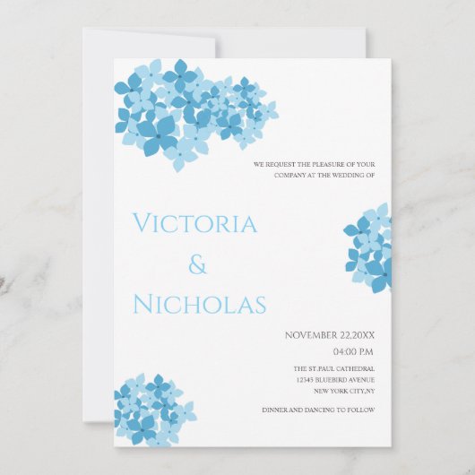 Hydrangea floral sjabloon bruiloft uitnodiging (Voorkant)