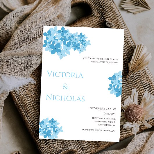 Hydrangea floral sjabloon bruiloft uitnodiging