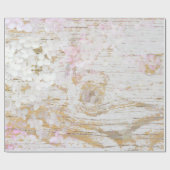 Hydrangea Floral White Distress  Wood Cadeaupapier (Vlak)