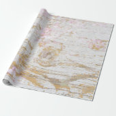 Hydrangea Floral White Distress Wood Cadeaupapier (Uitgerold)