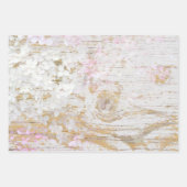Hydrangea Floral White Distress  Wood Inpakpapier Vel (Voorkant 2)