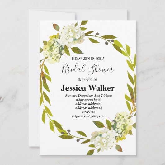 Hydrangea florale vrijgezellenfeest kaart (Voorkant)