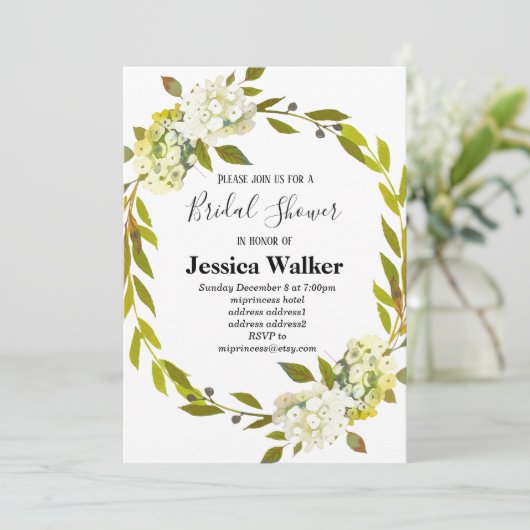 Hydrangea florale vrijgezellenfeest kaart (Staand voorkant)