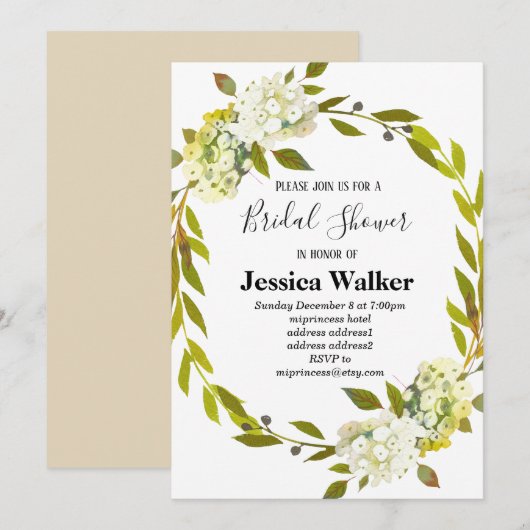 Hydrangea florale vrijgezellenfeest kaart (Voorkant / Achterkant)