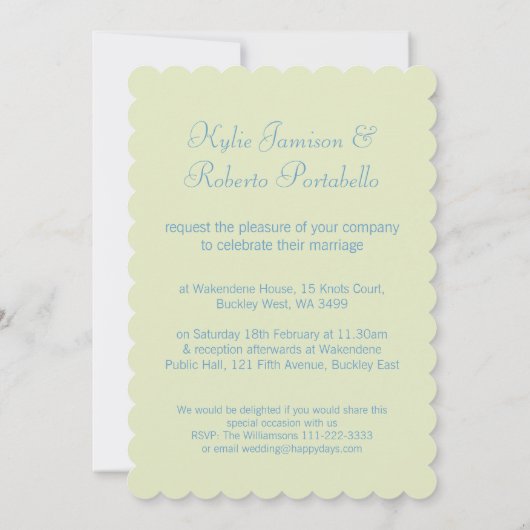 Hydrangea florblue green trouwuitnodiging kaart (Achterkant)