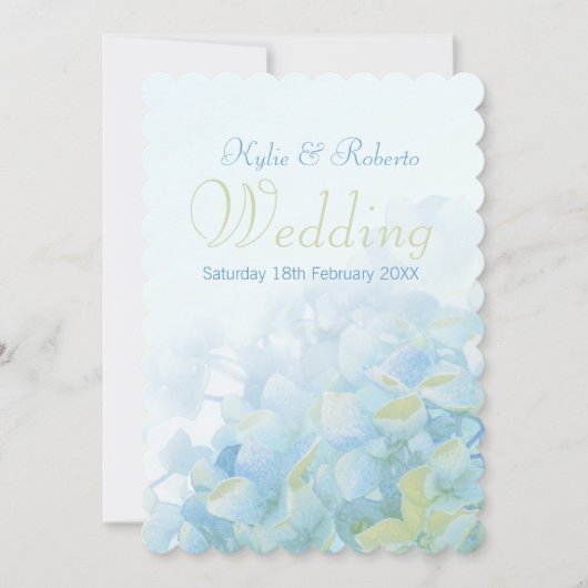 Hydrangea florblue green trouwuitnodiging kaart (Voorkant)