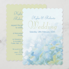 Hydrangea florblue green trouwuitnodiging kaart