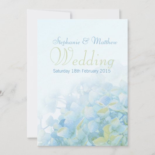 Hydrangea florblue green trouwuitnodiging kaart (Voorkant)