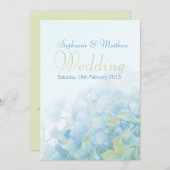 Hydrangea florblue green trouwuitnodiging kaart (Voorkant / Achterkant)