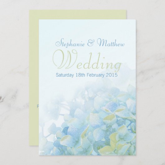 Hydrangea florblue green trouwuitnodiging kaart (Voorkant / Achterkant)