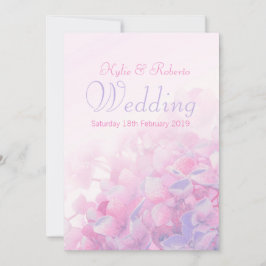 Hydrangea florroze paarse huwelijksuitnodiging kaart