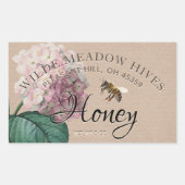 Hydrangea flower & bee Honey Label Kraft (Voorkant)
