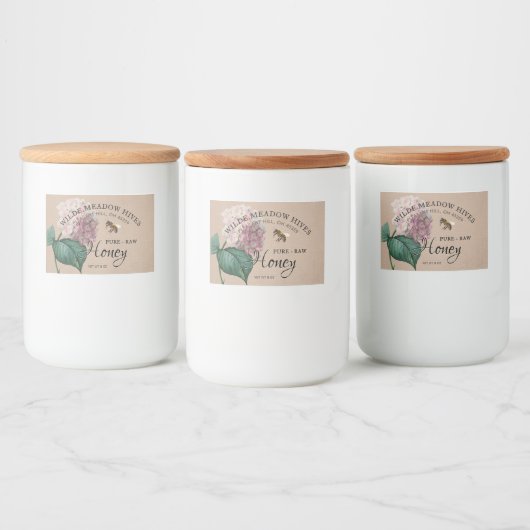 Hydrangea Flower & Bee Honey Label Kraft Voedselcontainer Etiket (Flessen)