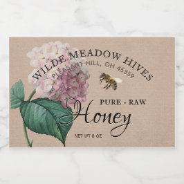  Hydrangea Flower & Bee Honey Label Kraft Voedselcontainer Etiket