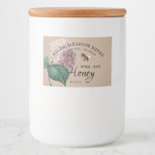 Hydrangea Flower & Bee Honey Label Kraft Voedselcontainer Etiket (Voorkant)