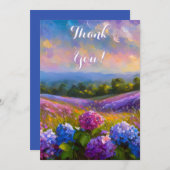 Hydrangea Flower Field Oil Painting, dank u kaart (Voorkant / Achterkant)
