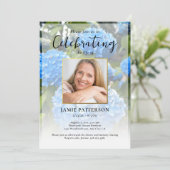 Hydrangea Flower Life Celebration Photo Funeral  Kaart (Staand voorkant)