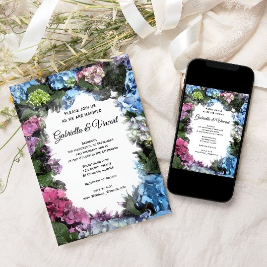 Hydrangea Flower Lijst Wedding Kaart