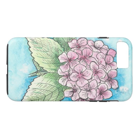 Hydrangea Flower-ontwerp op iPhone-draagtas Case-Mate iPhone Case (Achterkant (Horizontaal))