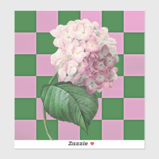 Hydrangea Flower op fun Geruite Sticker (Vel)