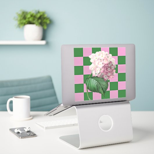 Hydrangea Flower op fun Geruite Sticker (Laptop op bureau)