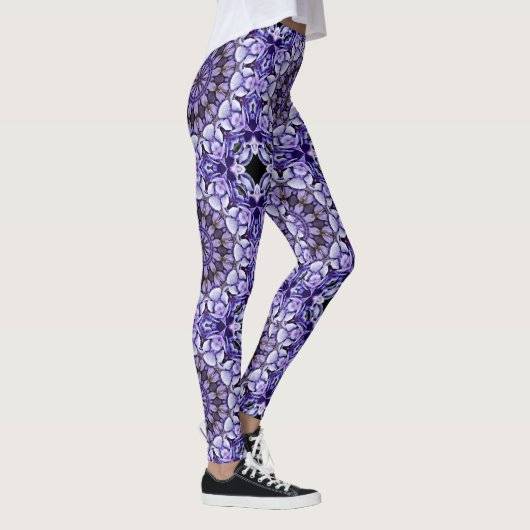 Hydrangea Flower Petals Abstract kunstpatroon Leggings (Rechts)